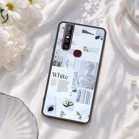 Vivo V15 Cover - ONation Aesthetic Collage Series - HQ Ultra Shine Premium Infinity Glass Soft Silicon Borders Case