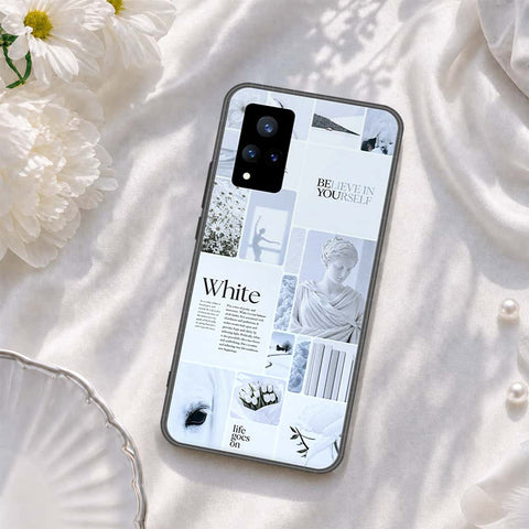 Vivo V21 Cover - ONation Aesthetic Collage Series - HQ Ultra Shine Premium Infinity Glass Soft Silicon Borders Case