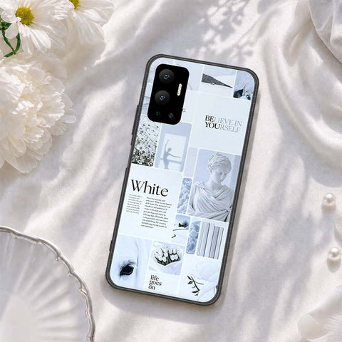 Infinix Hot 12 Cover - ONation Aesthetic Collage Series - HQ Ultra Shine Premium Infinity Glass Soft Silicon Borders Case