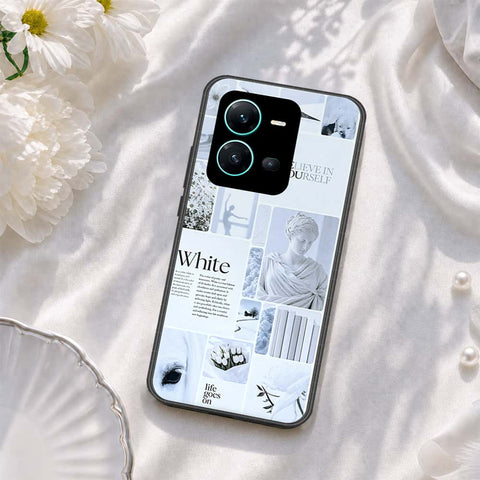 Vivo V25 5G Cover - ONation Aesthetic Collage Series - HQ Ultra Shine Premium Infinity Glass Soft Silicon Borders Case