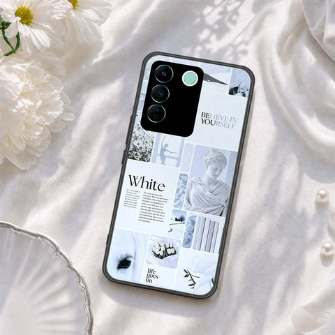 Vivo V27e Cover - ONation Aesthetic Collage Series - HQ Ultra Shine Premium Infinity Glass Soft Silicon Borders Case