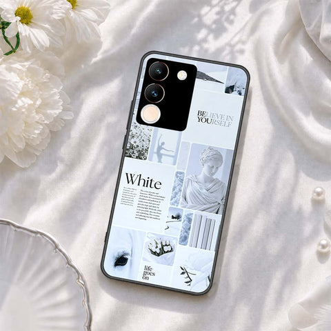 Vivo V29e Cover - ONation Aesthetic Collage Series - HQ Ultra Shine Premium Infinity Glass Soft Silicon Borders Case