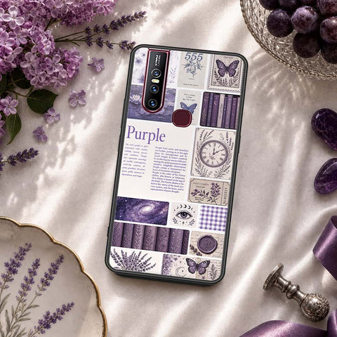Vivo V15 Cover - ONation Aesthetic Collage Series - HQ Ultra Shine Premium Infinity Glass Soft Silicon Borders Case