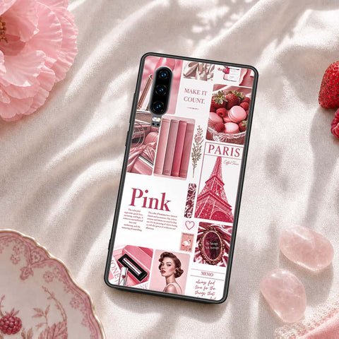 Huawei P30 Cover - ONation Aesthetic Collage Series - HQ Ultra Shine Premium Infinity Glass Soft Silicon Borders Case