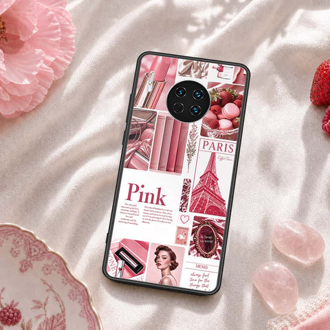 Huawei Mate 30 Cover - ONation Aesthetic Collage Series - HQ Ultra Shine Premium Infinity Glass Soft Silicon Borders Case