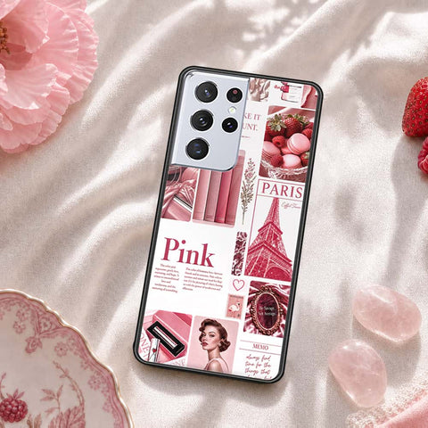 Samsung Galaxy S21 Ultra 5G Cover - ONation Aesthetic Collage Series - HQ Ultra Shine Premium Infinity Glass Soft Silicon Borders Case