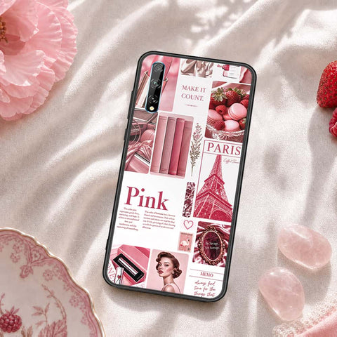 Huawei Y8p Cover - ONation Aesthetic Collage Series - HQ Ultra Shine Premium Infinity Glass Soft Silicon Borders Case
