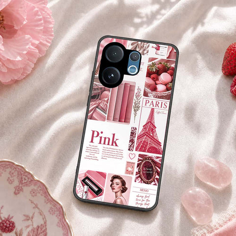 Vivo V60 Cover - ONation Aesthetic Collage Series - HQ Ultra Shine Premium Infinity Glass Soft Silicon Borders Case