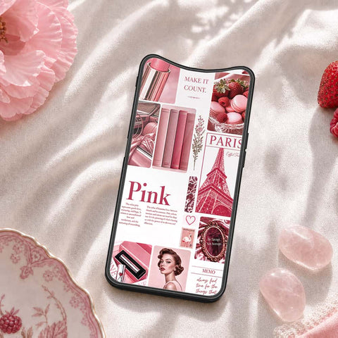 Oppo Find X Cover - ONation Aesthetic Collage Series - HQ Ultra Shine Premium Infinity Glass Soft Silicon Borders Case