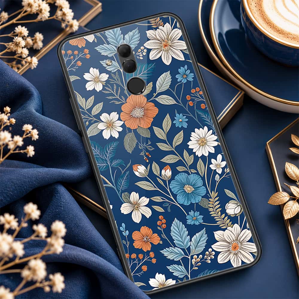 Huawei Mate 20 Lite Cover - ONation Botanical Bloom Series - HQ Ultra Shine Premium Infinity Glass Soft Silicon Borders Case