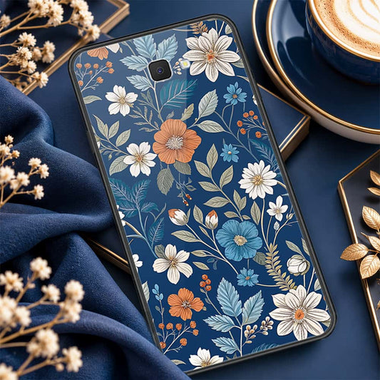 Samsung Galaxy J7 Prime Cover - ONation Botanical Bloom Series - HQ Ultra Shine Premium Infinity Glass Soft Silicon Borders Case