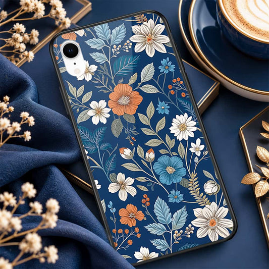 iPhone XR - ONation Botanical Bloom Series - HQ Ultra Shine Premium Infinity Glass Soft Silicon Borders Case