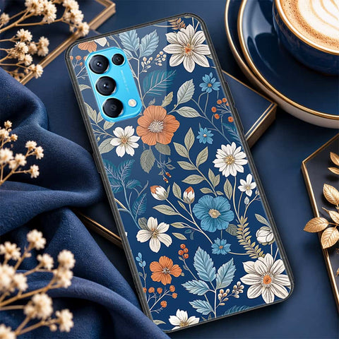 Oppo Find X3 Lite Cover - ONation Botanical Bloom Series - HQ Ultra Shine Premium Infinity Glass Soft Silicon Borders Case