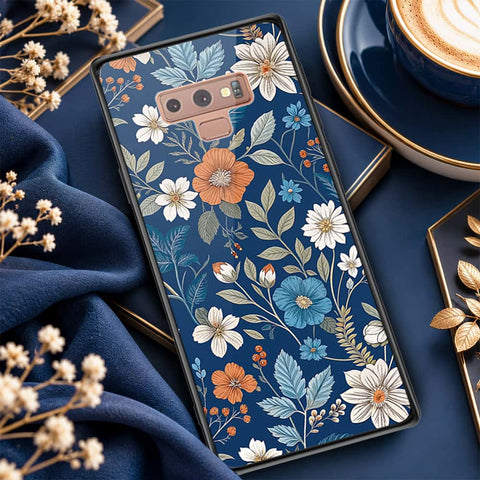 Samsung Galaxy Note 9 Cover - ONation Botanical Bloom Series - HQ Ultra Shine Premium Infinity Glass Soft Silicon Borders Case