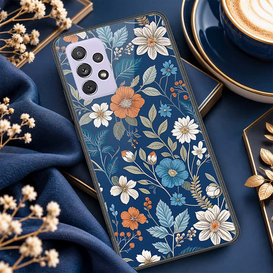 Samsung Galaxy A72 Cover - ONation Botanical Bloom Series - HQ Ultra Shine Premium Infinity Glass Soft Silicon Borders Case