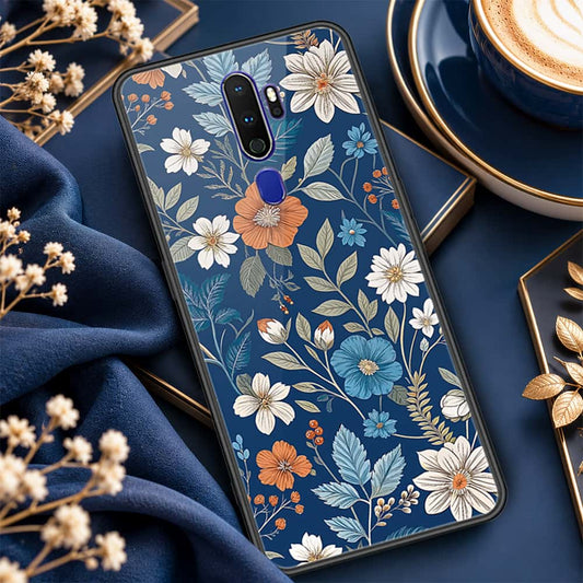 Oppo A5 2020 Cover - ONation Botanical Bloom Series - HQ Ultra Shine Premium Infinity Glass Soft Silicon Borders Case