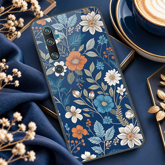 Xiaomi Mi CC9 Pro Cover - ONation Botanical Bloom Series - HQ Ultra Shine Premium Infinity Glass Soft Silicon Borders Case