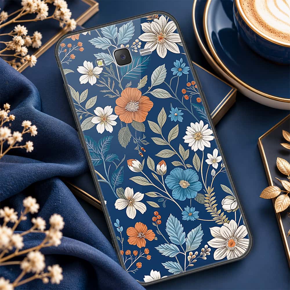 Samsung Galaxy J7 2015 Cover - ONation Botanical Bloom Series - HQ Ultra Shine Premium Infinity Glass Soft Silicon Borders Case