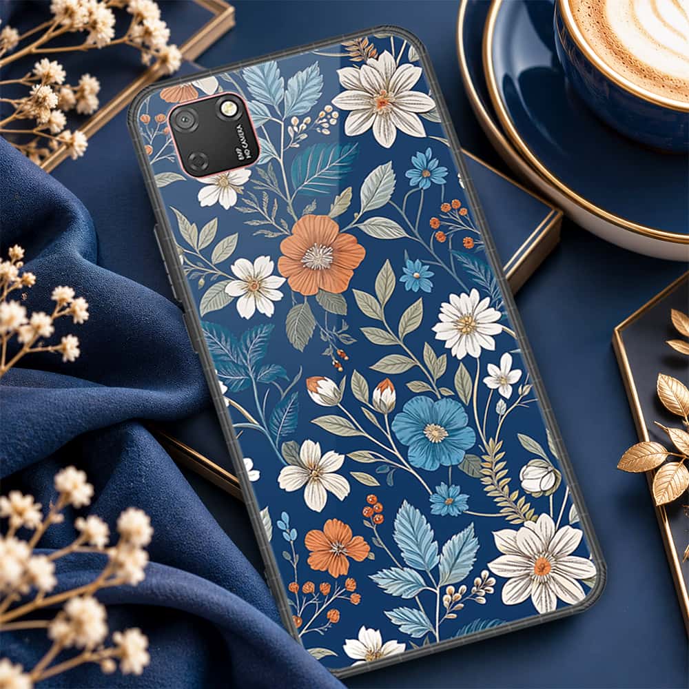 Honor 9S Cover - ONation Botanical Bloom Series - HQ Ultra Shine Premium Infinity Glass Soft Silicon Borders Case