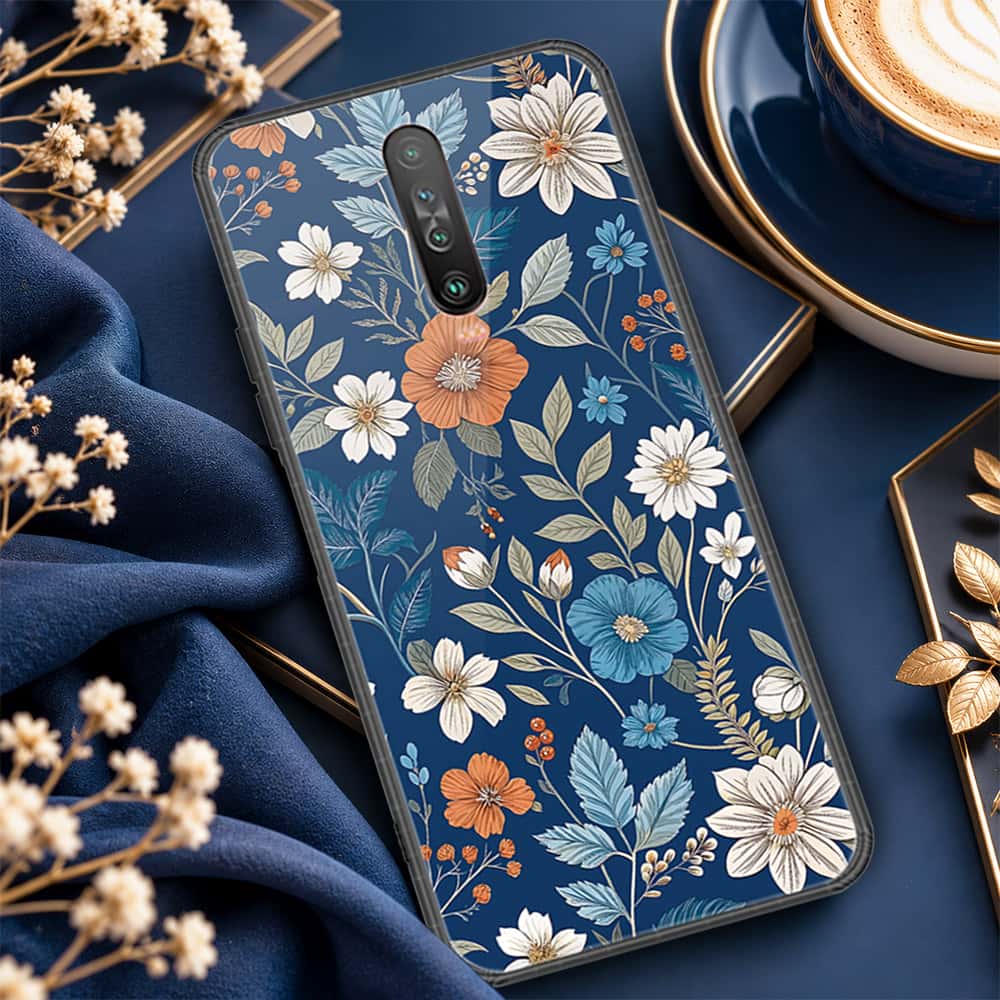 Xiaomi Poco X2 Cover - ONation Botanical Bloom Series - HQ Ultra Shine Premium Infinity Glass Soft Silicon Borders Case