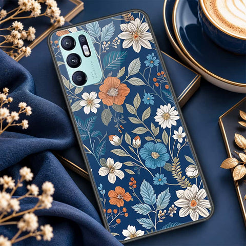 Oppo Reno 6 Cover - ONation Botanical Bloom Series - HQ Ultra Shine Premium Infinity Glass Soft Silicon Borders Case