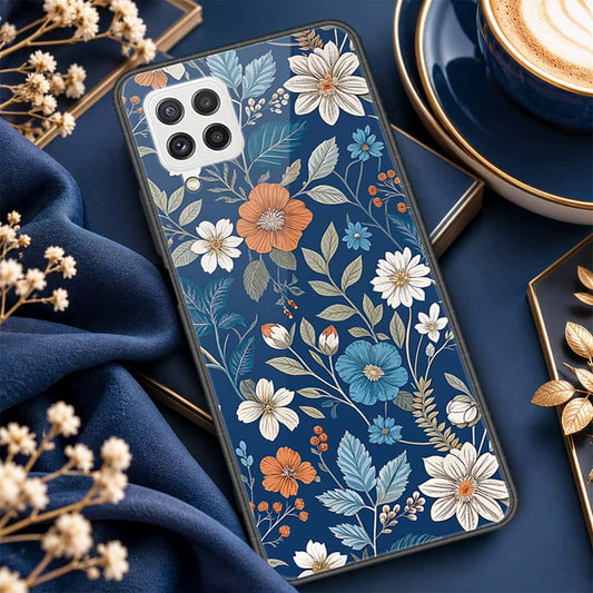 Samsung Galaxy M32 Cover - ONation Botanical Bloom Series - HQ Ultra Shine Premium Infinity Glass Soft Silicon Borders Case