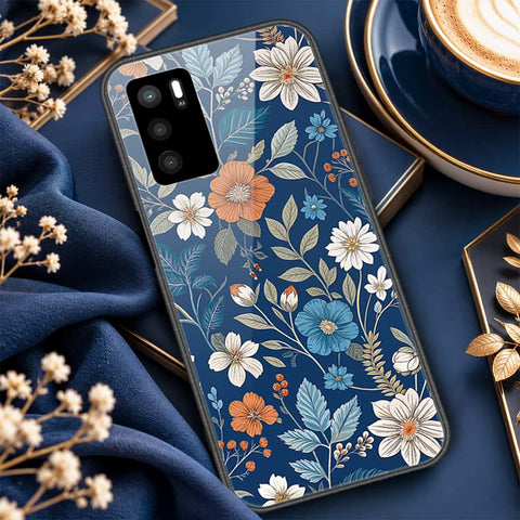 Oppo A16 Cover - ONation Botanical Bloom Series - HQ Ultra Shine Premium Infinity Glass Soft Silicon Borders Case