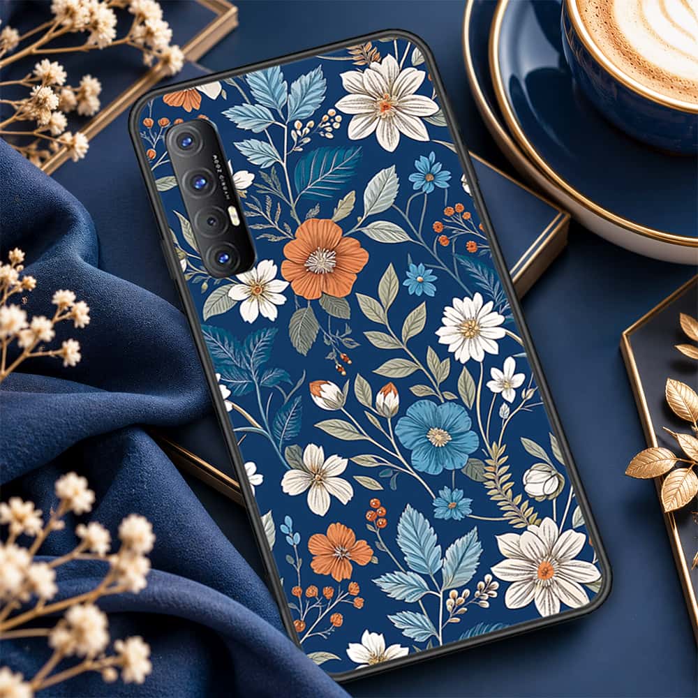 Oppo Reno 3 Pro Cover - ONation Botanical Bloom Series - HQ Ultra Shine Premium Infinity Glass Soft Silicon Borders Case