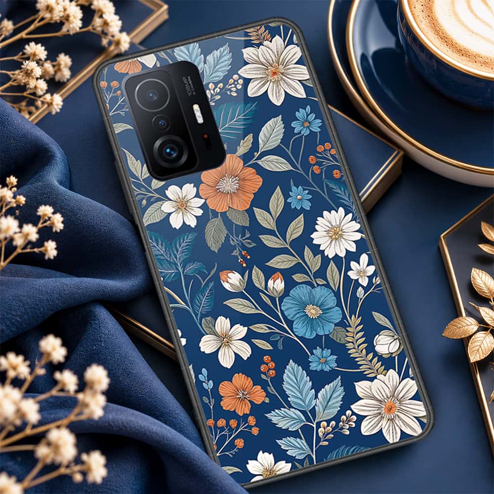 Xiaomi 11T Cover - ONation Botanical Bloom Series - HQ Ultra Shine Premium Infinity Glass Soft Silicon Borders Case