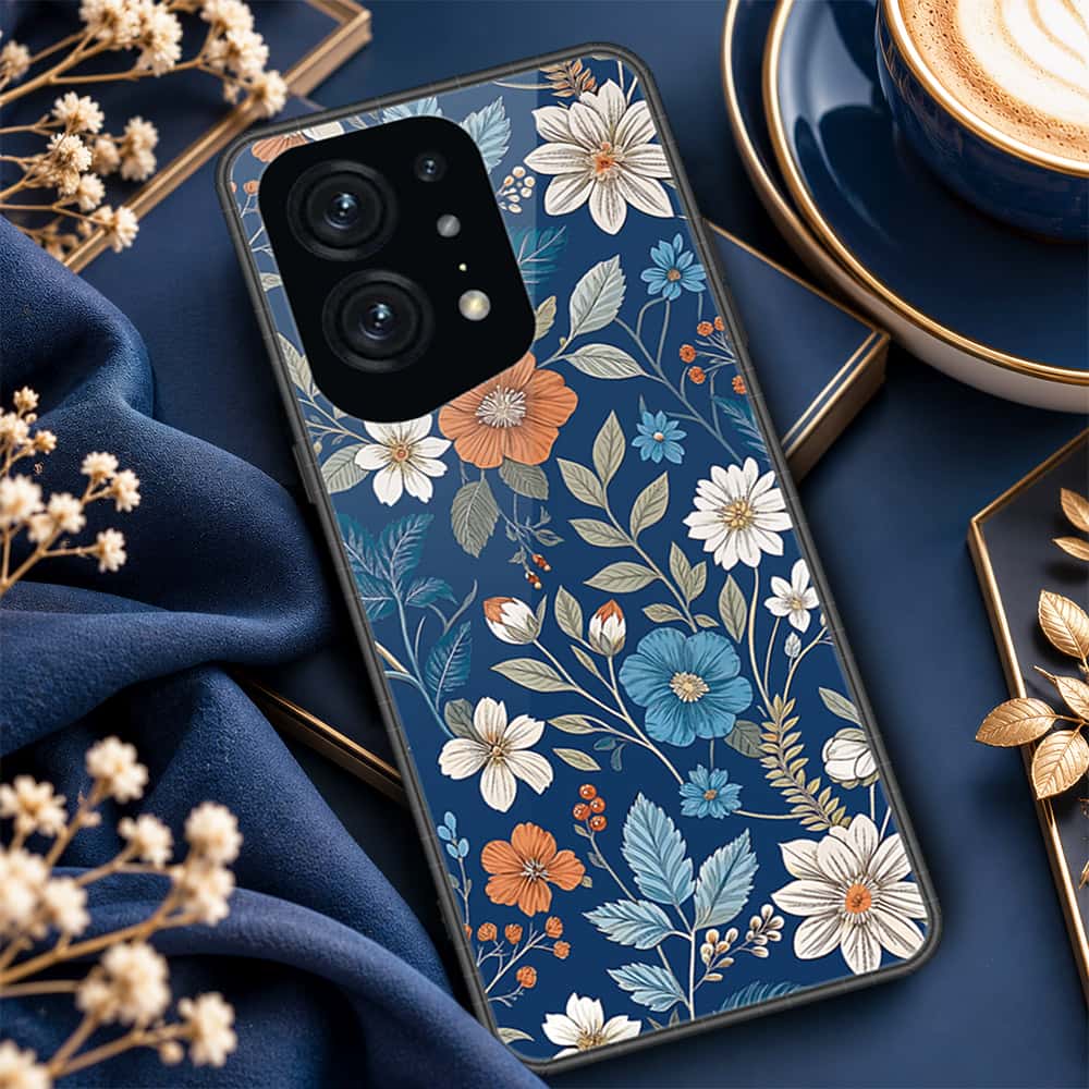 Oppo Find X5 Pro Cover - ONation Botanical Bloom Series - HQ Ultra Shine Premium Infinity Glass Soft Silicon Borders Case