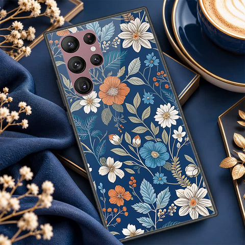 Samsung Galaxy S22 Ultra 5G Cover - ONation Botanical Bloom Series - HQ Ultra Shine Premium Infinity Glass Soft Silicon Borders Case