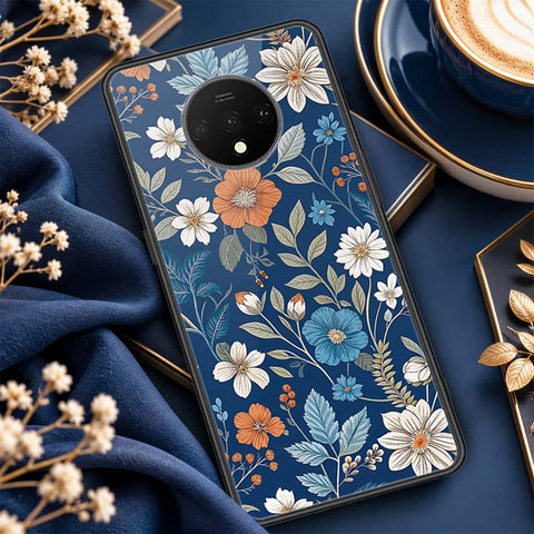 OnePlus 7T Cover - ONation Botanical Bloom Series - HQ Ultra Shine Premium Infinity Glass Soft Silicon Borders Case