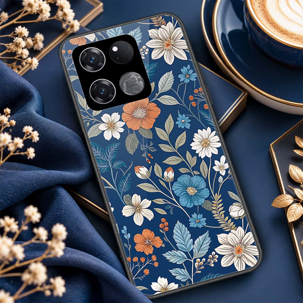OnePlus Ace Racing Cover - ONation Botanical Bloom Series - HQ Ultra Shine Premium Infinity Glass Soft Silicon Borders Case