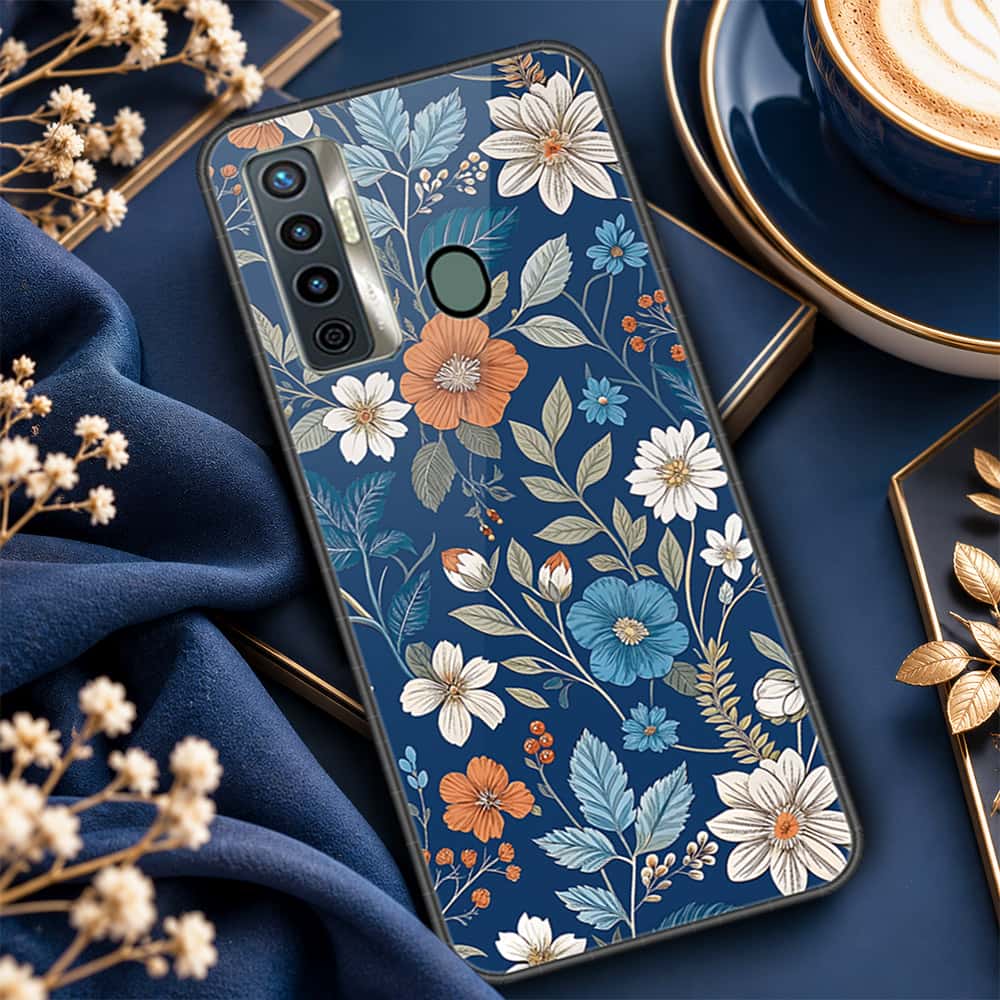Tecno Camon 17 Cover - ONation Botanical Bloom Series - HQ Ultra Shine Premium Infinity Glass Soft Silicon Borders Case