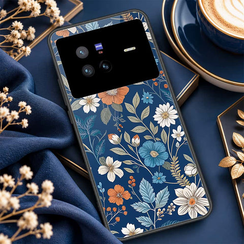 Vivo X80 Cover - ONation Botanical Bloom Series - HQ Ultra Shine Premium Infinity Glass Soft Silicon Borders Case