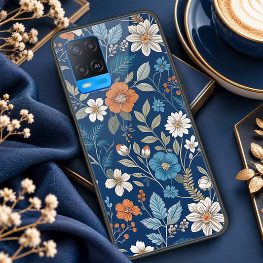 Oppo A54 4G Cover - ONation Botanical Bloom Series - HQ Ultra Shine Premium Infinity Glass Soft Silicon Borders Case