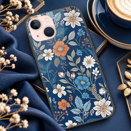 iPhone 14 Plus Cover - ONation Botanical Bloom Series - HQ Ultra Shine Premium Infinity Glass Soft Silicon Borders Case