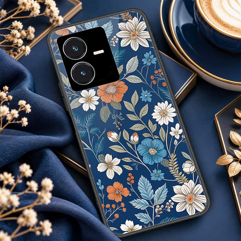 Vivo Y22 Cover - ONation Botanical Bloom Series - HQ Ultra Shine Premium Infinity Glass Soft Silicon Borders Case
