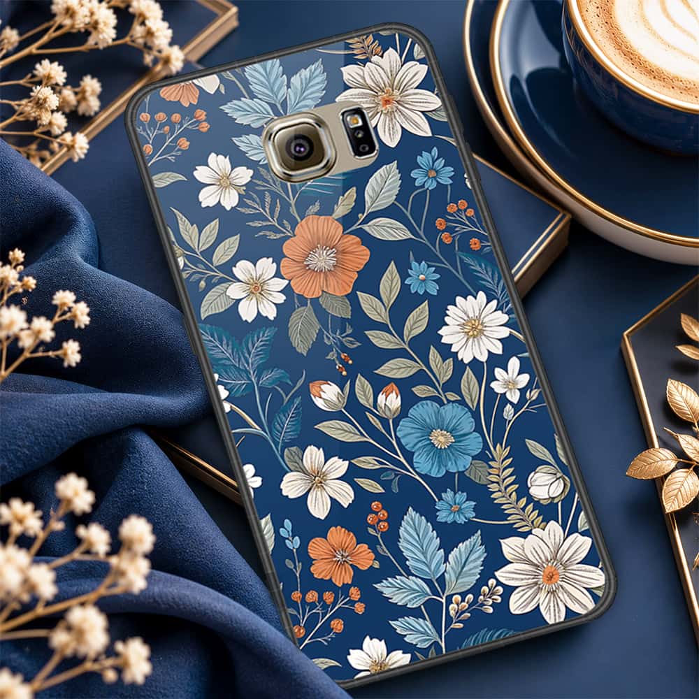 Samsung Galaxy S6 Cover - ONation Botanical Bloom Series - HQ Ultra Shine Premium Infinity Glass Soft Silicon Borders Case
