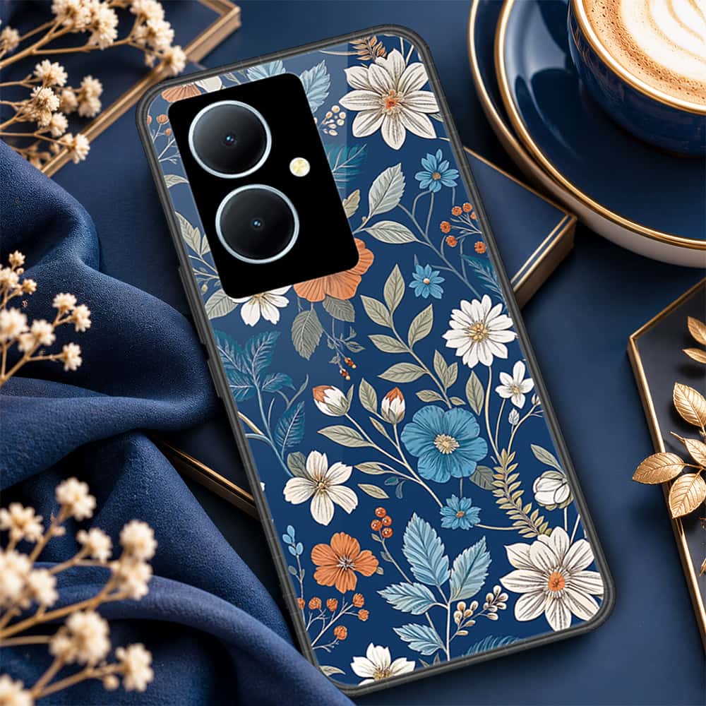 Vivo Y78 Plus 5G Cover - ONation Botanical Bloom Series - HQ Ultra Shine Premium Infinity Glass Soft Silicon Borders Case