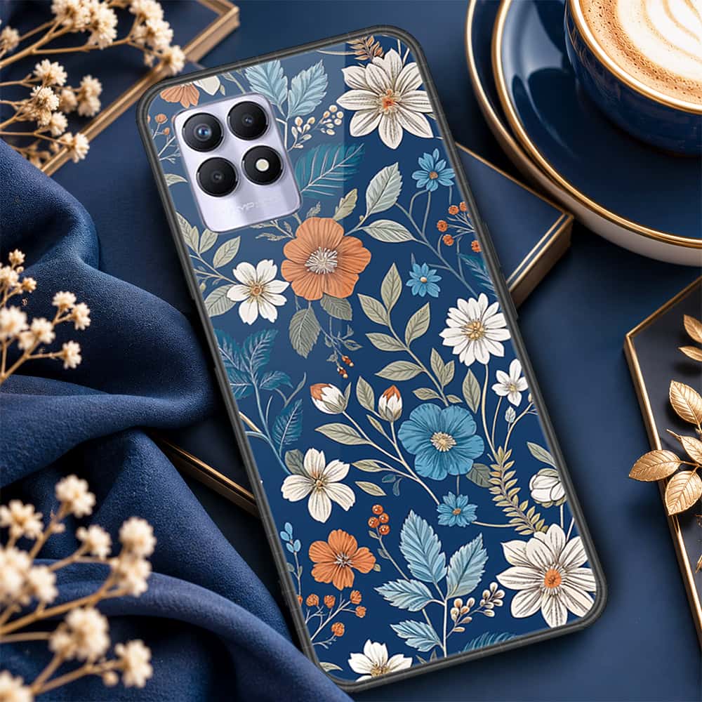 Realme 8i Cover - ONation Botanical Bloom Series - HQ Ultra Shine Premium Infinity Glass Soft Silicon Borders Case
