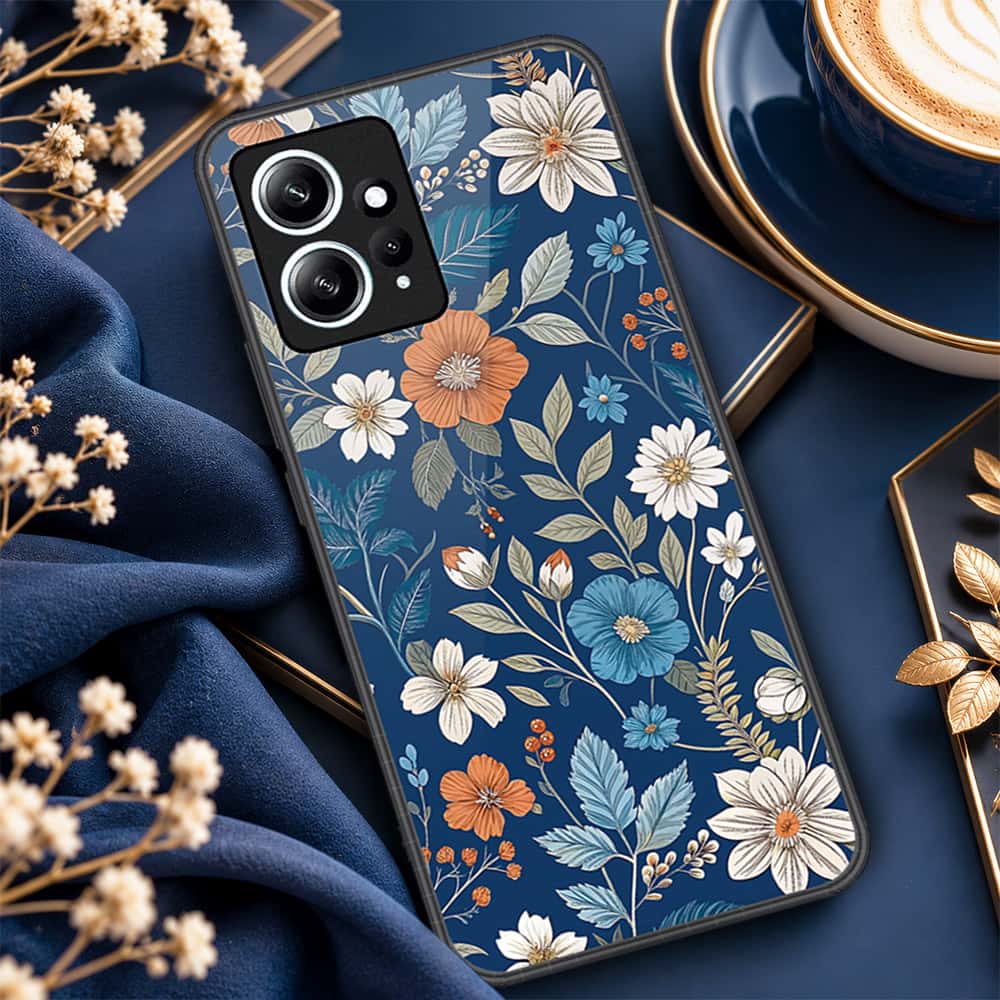 Xiaomi Redmi Note 12 4G Cover - ONation Botanical Bloom Series - HQ Ultra Shine Premium Infinity Glass Soft Silicon Borders Case
