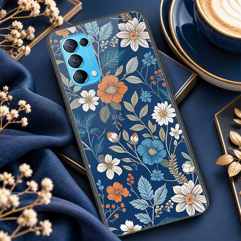 Oppo Reno 5 4G Cover - ONation Botanical Bloom Series - HQ Ultra Shine Premium Infinity Glass Soft Silicon Borders Case