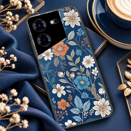 Tecno Pova 5 Pro Cover - ONation Botanical Bloom Series - HQ Ultra Shine Premium Infinity Glass Soft Silicon Borders Case
