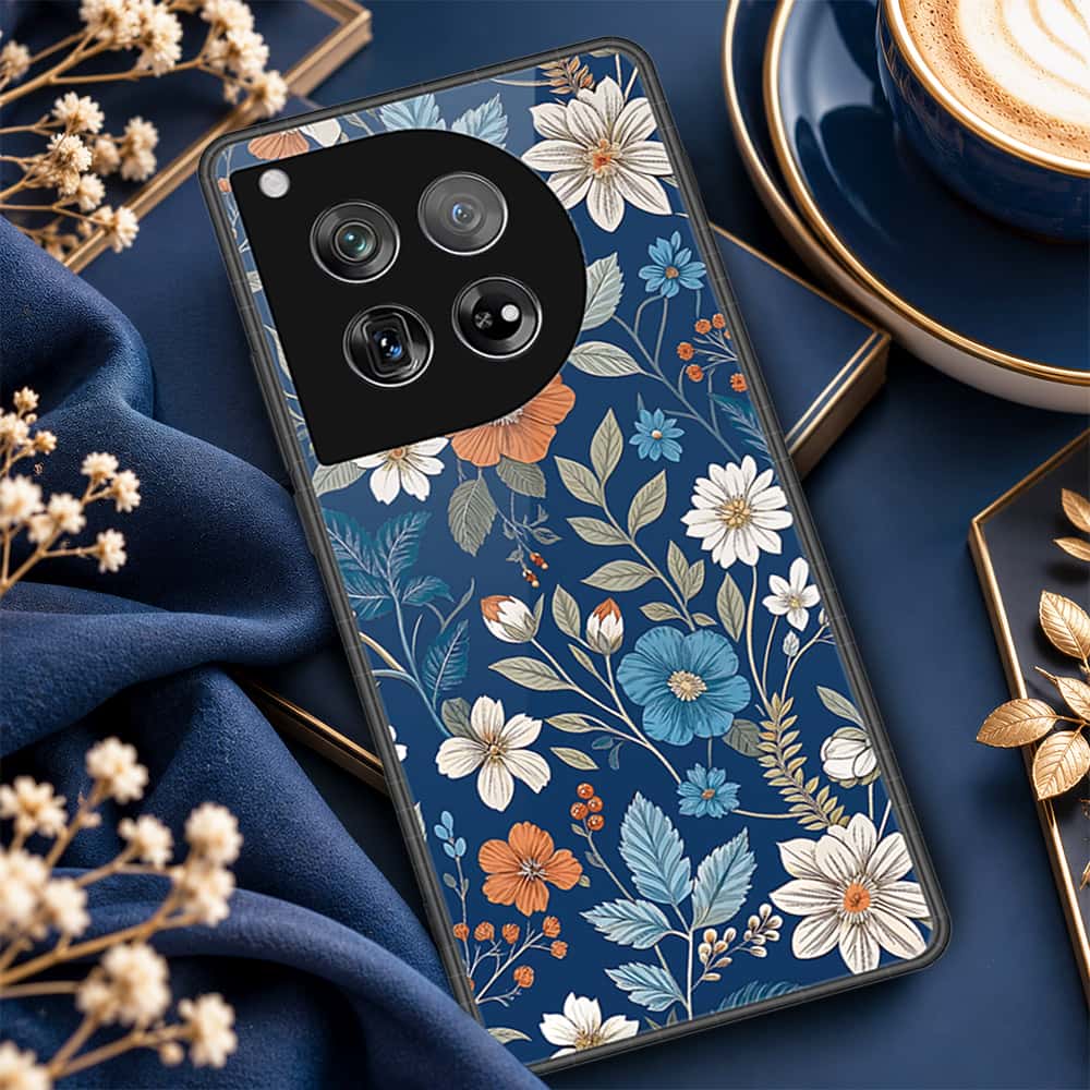 OnePlus 12 Cover - ONation Botanical Bloom Series - HQ Ultra Shine Premium Infinity Glass Soft Silicon Borders Case