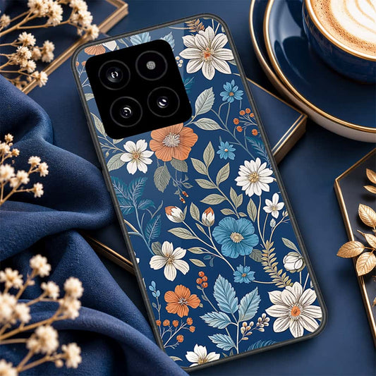 Xiaomi 14 Cover - ONation Botanical Bloom Series - HQ Ultra Shine Premium Infinity Glass Soft Silicon Borders Case