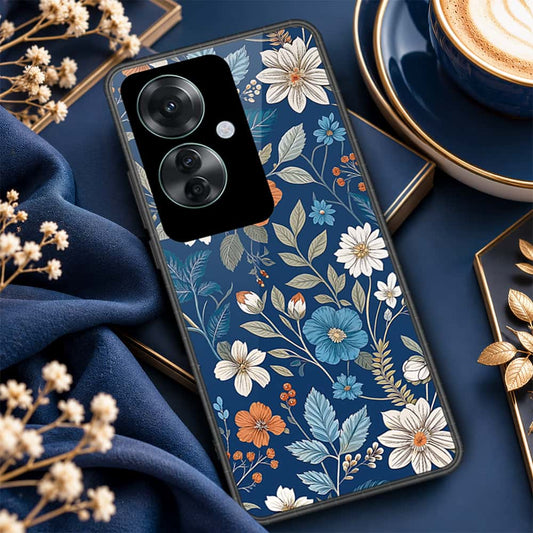 Oppo Reno 11F 5G Cover - ONation Botanical Bloom Series - HQ Ultra Shine Premium Infinity Glass Soft Silicon Borders Case