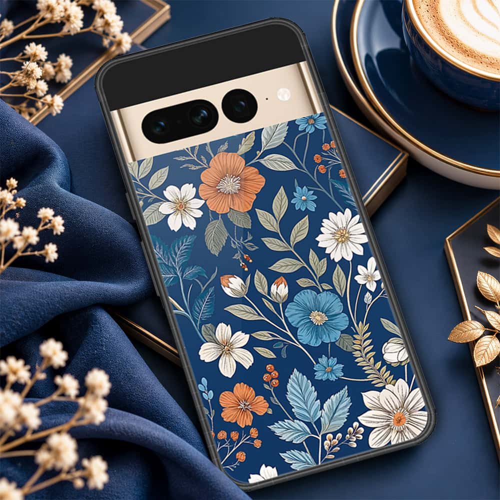 Google Pixel 7 Pro Cover - ONation Botanical Bloom Series - HQ Ultra Shine Premium Infinity Glass Soft Silicon Borders Case