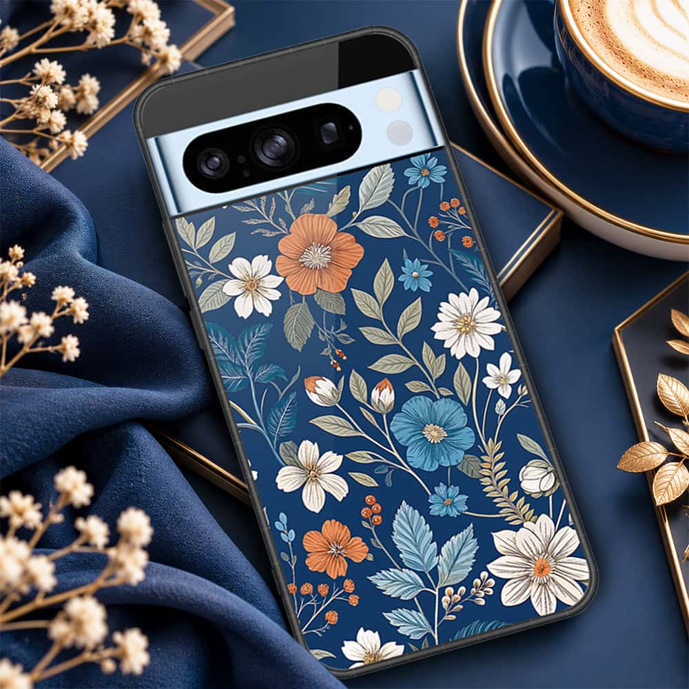 Google Pixel 8 Pro Cover - ONation Botanical Bloom Series - HQ Ultra Shine Premium Infinity Glass Soft Silicon Borders Case