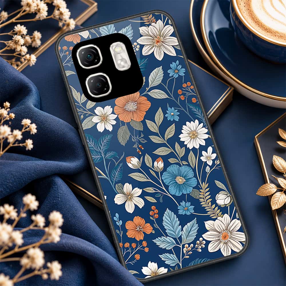Infinix Smart 9 Cover - ONation Botanical Bloom Series - HQ Ultra Shine Premium Infinity Glass Soft Silicon Borders Case
